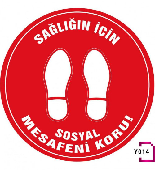 Covid Sosyal Mesafe Uyarı Zemin Etiketi Y014