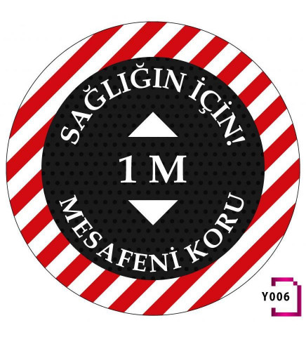 Covid Sosyal Mesafe Uyarı Zemin Etiketi Y006