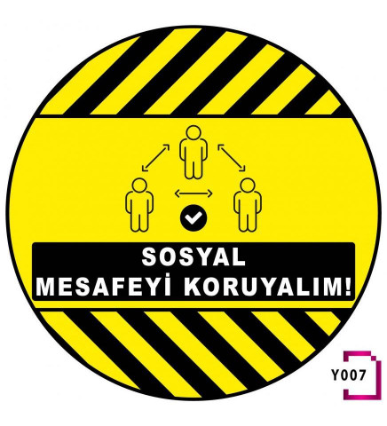 Covid Sosyal Mesafe Uyarı Zemin Etiketi Y007