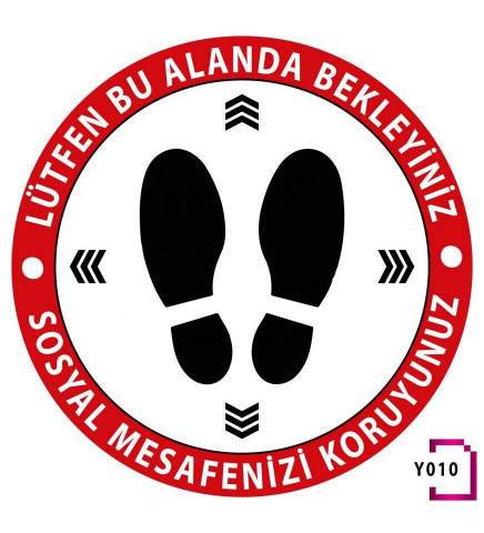 Covid Sosyal Mesafe Uyarı Zemin Etiketi Y010